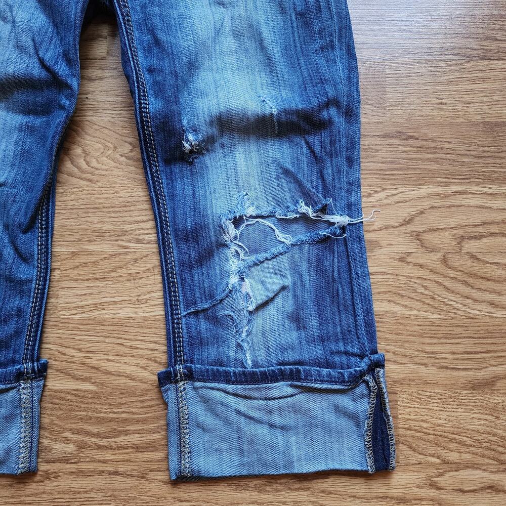 Madison Denim Co Capri Jeans Womens Size 7/8 Stretch Distressed Cuff Embroidered - Picture 5 of 14